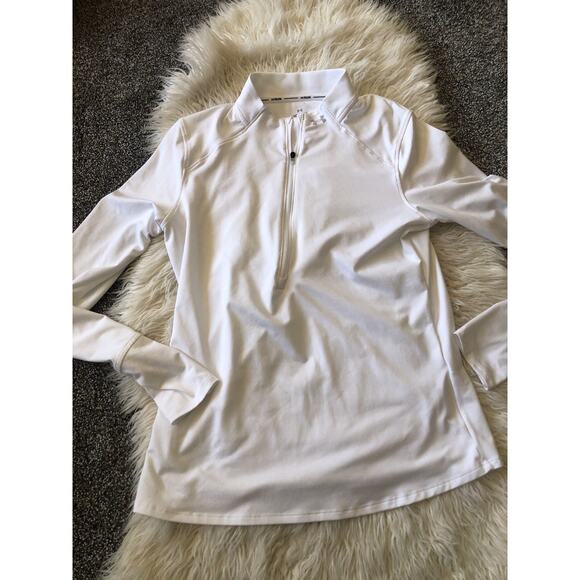 Womens Under Armour Run Pullover Jacket 1/4 Zip Fitted White Medium LL - Picture 1 of 6
